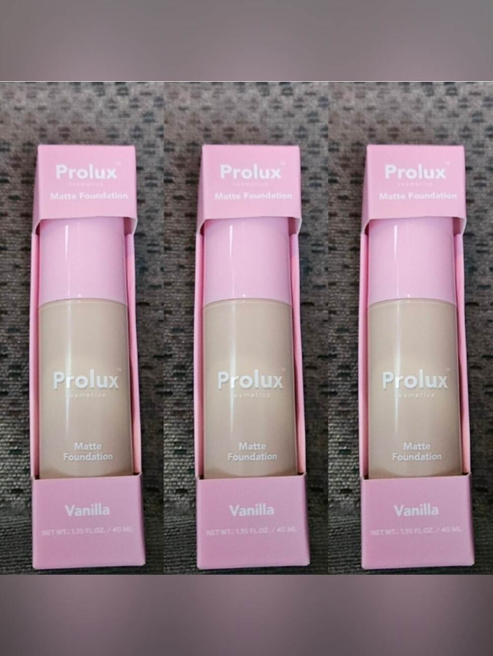 3 x Prolux Cosmetics Matte Foundation in Vanilla 1.35fl Oz BNIB